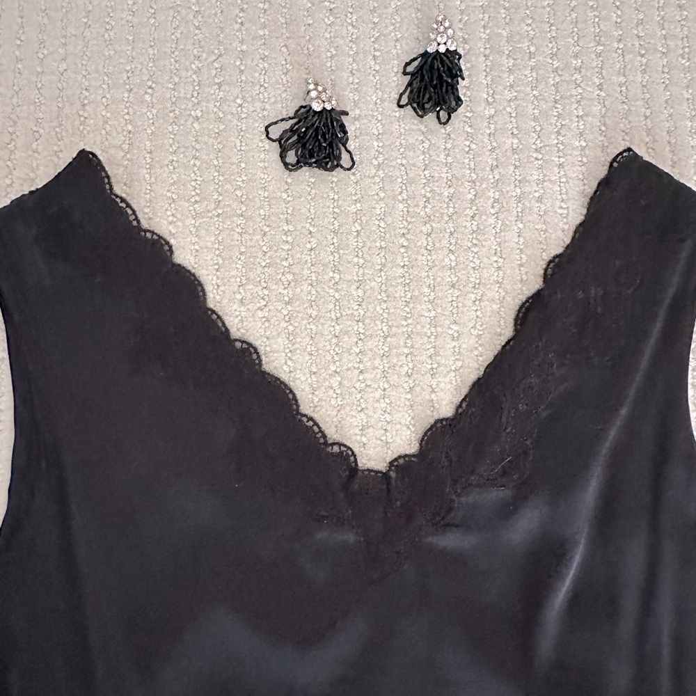 Nanette Lepore 100% Silk Evening Top camisole with Lace, size L - Picture 3 of 7